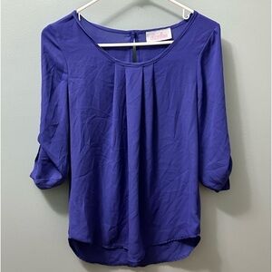 Charlee Purple 3/4 Sleeve Size small blouse blue